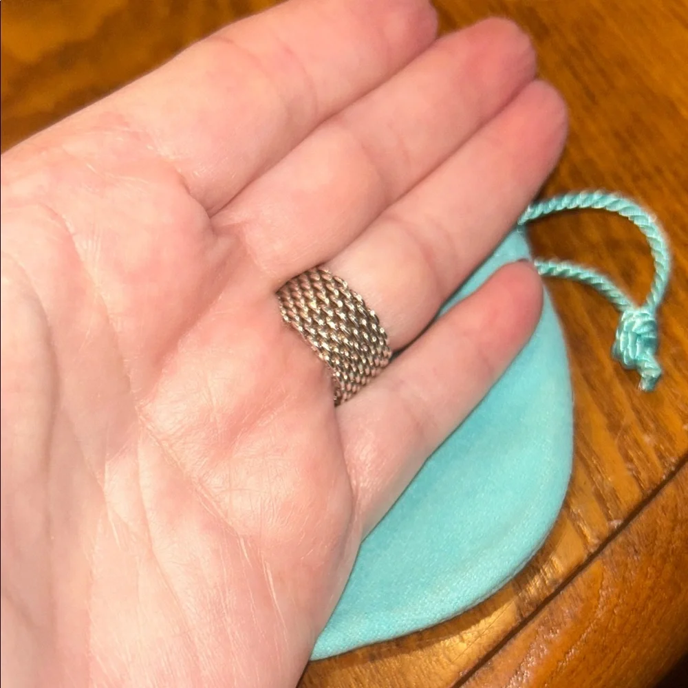 Authentic Tiffany & Co. Silver Somerset Mesh Band Size 7 16.25 inch Send Offer - Picture 6 of 6